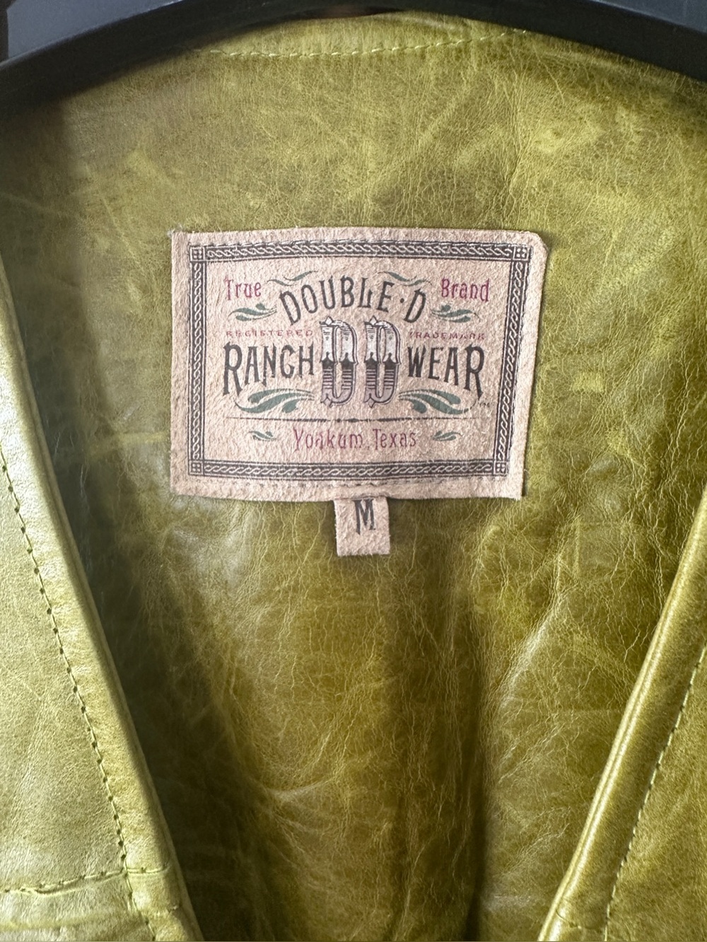 Double D Ranch Olive Green Leather Vest - Women's Sz M! W/BELT! Zipper front!
